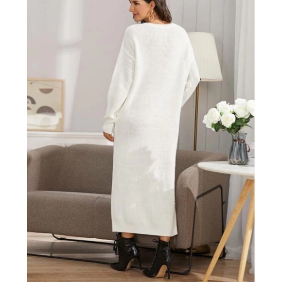 Ivory Long Maxi Sweater Dress Tunic - Picture 4 of 6